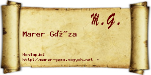 Marer Géza névjegykártya